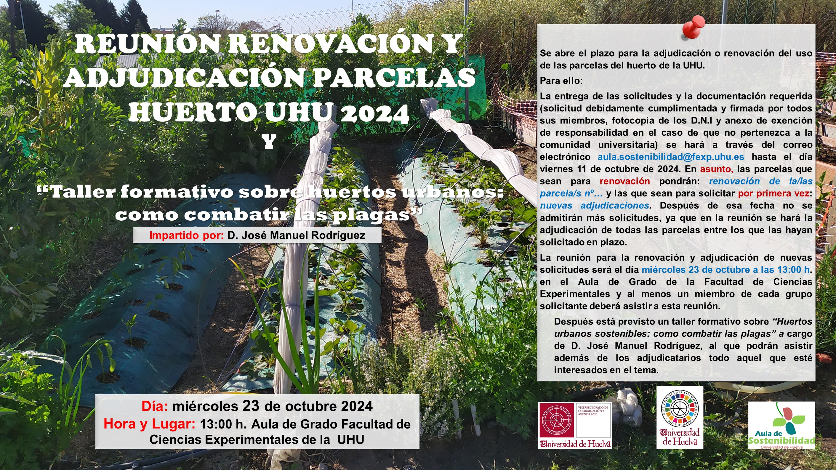 Reunión Renovación y Adjudicación Parcelas Huertos UHU