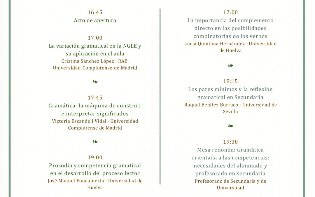 III Jornadas de Gramática en Secundaria 2026: Actualización de la Gramática Orientada a las Competencias